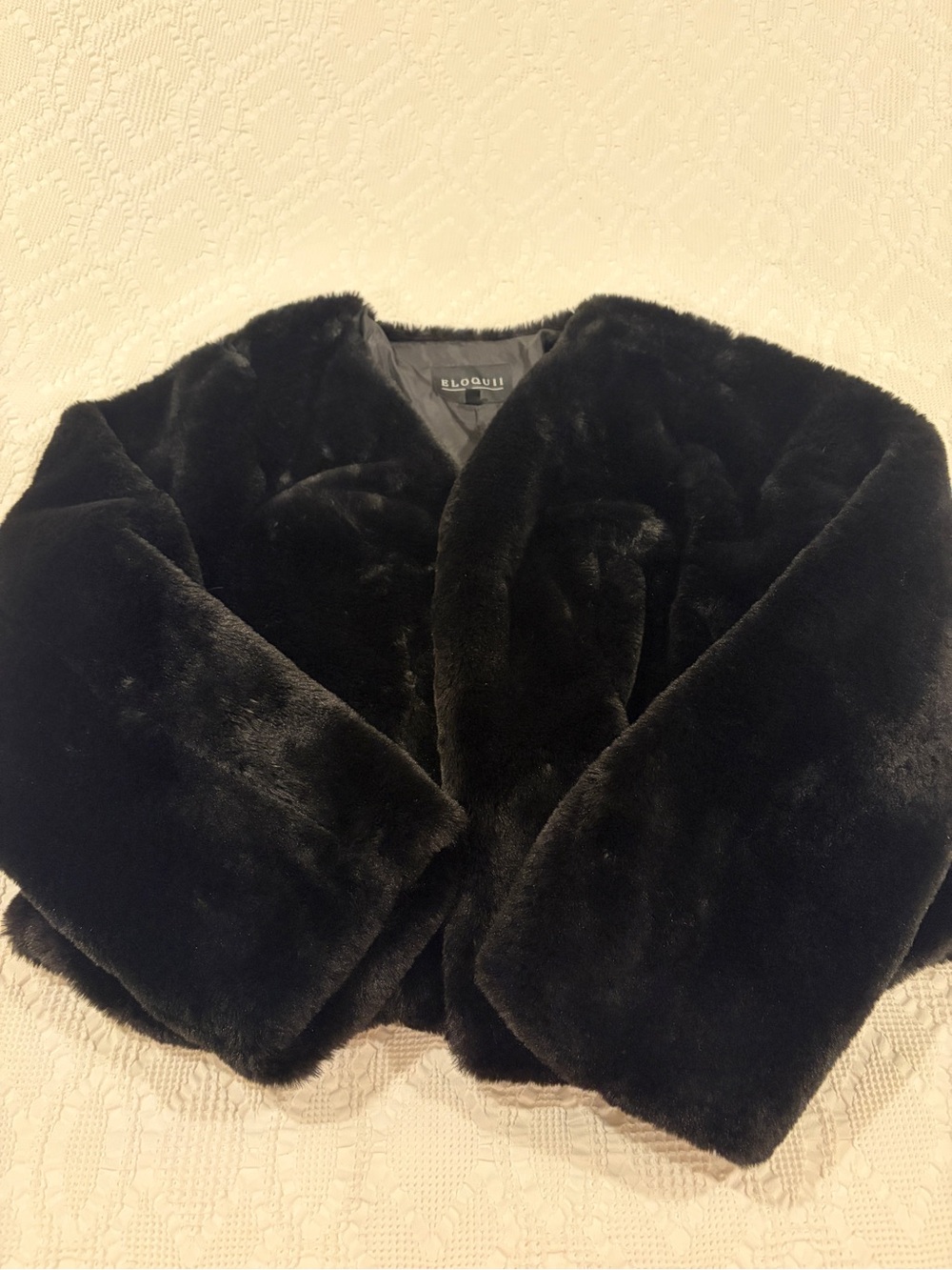 Eloquii Luxe Black Faux Fur Teddy Jacket